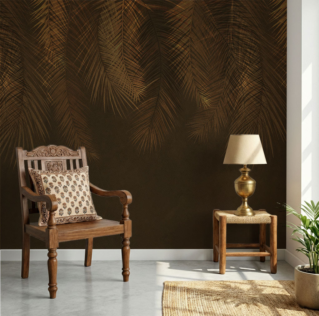 Hand Drawn Mural Leave Wallpaper