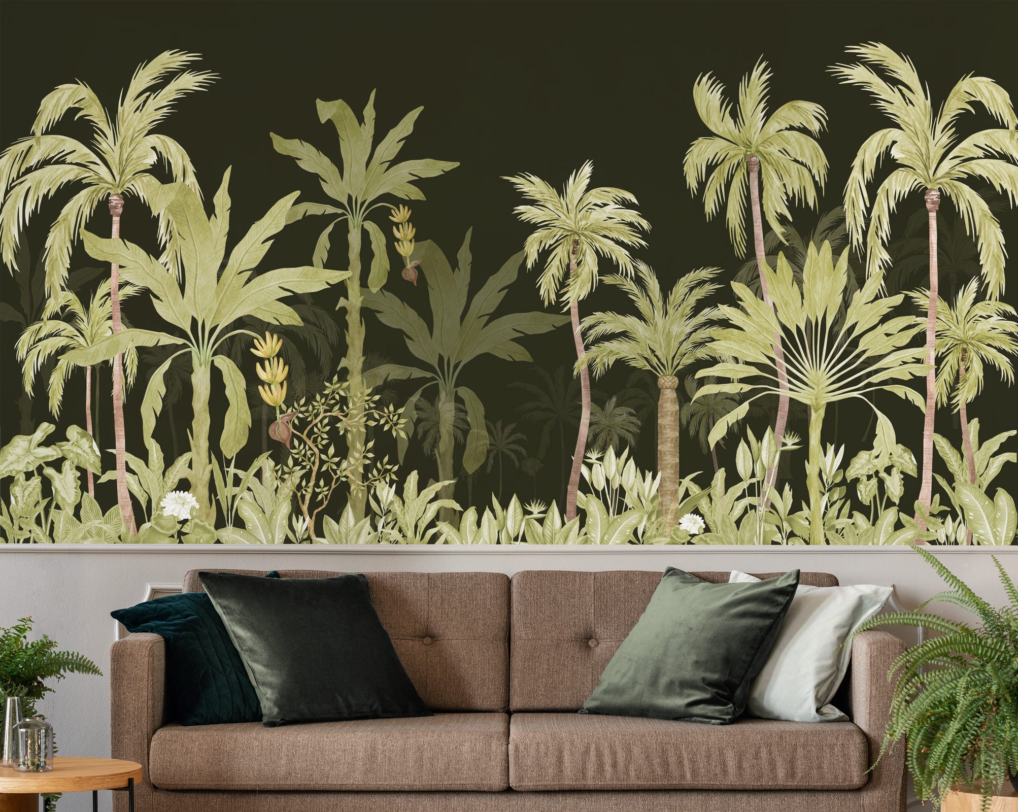 Green Palm Tree Dark Forest Wallpaper