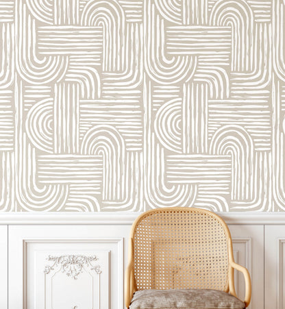 Beige Boho Arches Wallpaper