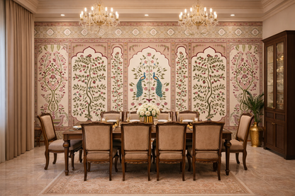 Royal Mughal Peacock Garden Mural