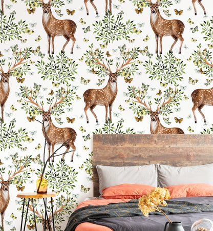 Hand Painted Watercolor Deer Wallpaper