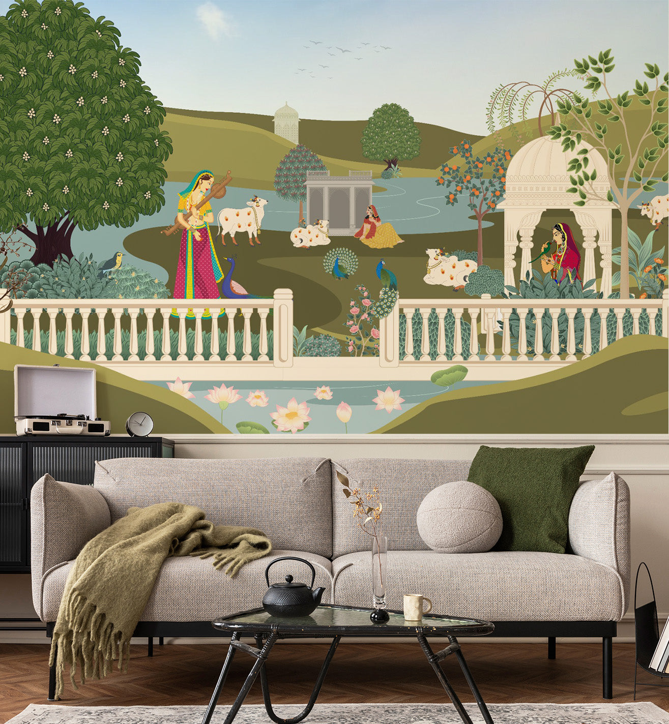 Pichwai Garden Custom Design Wallpaper