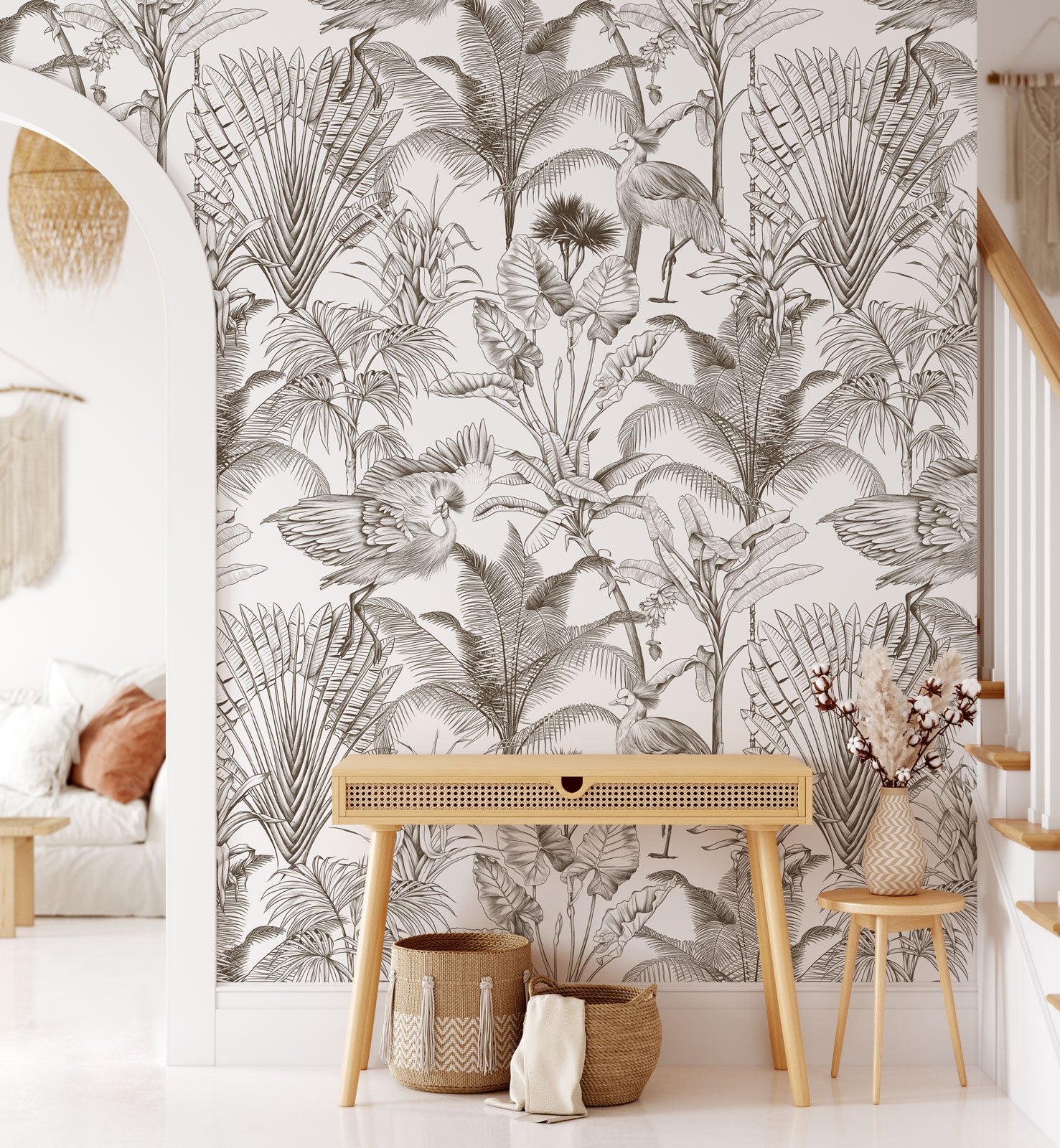 Tropical Crane Bird Forest Wallpaper