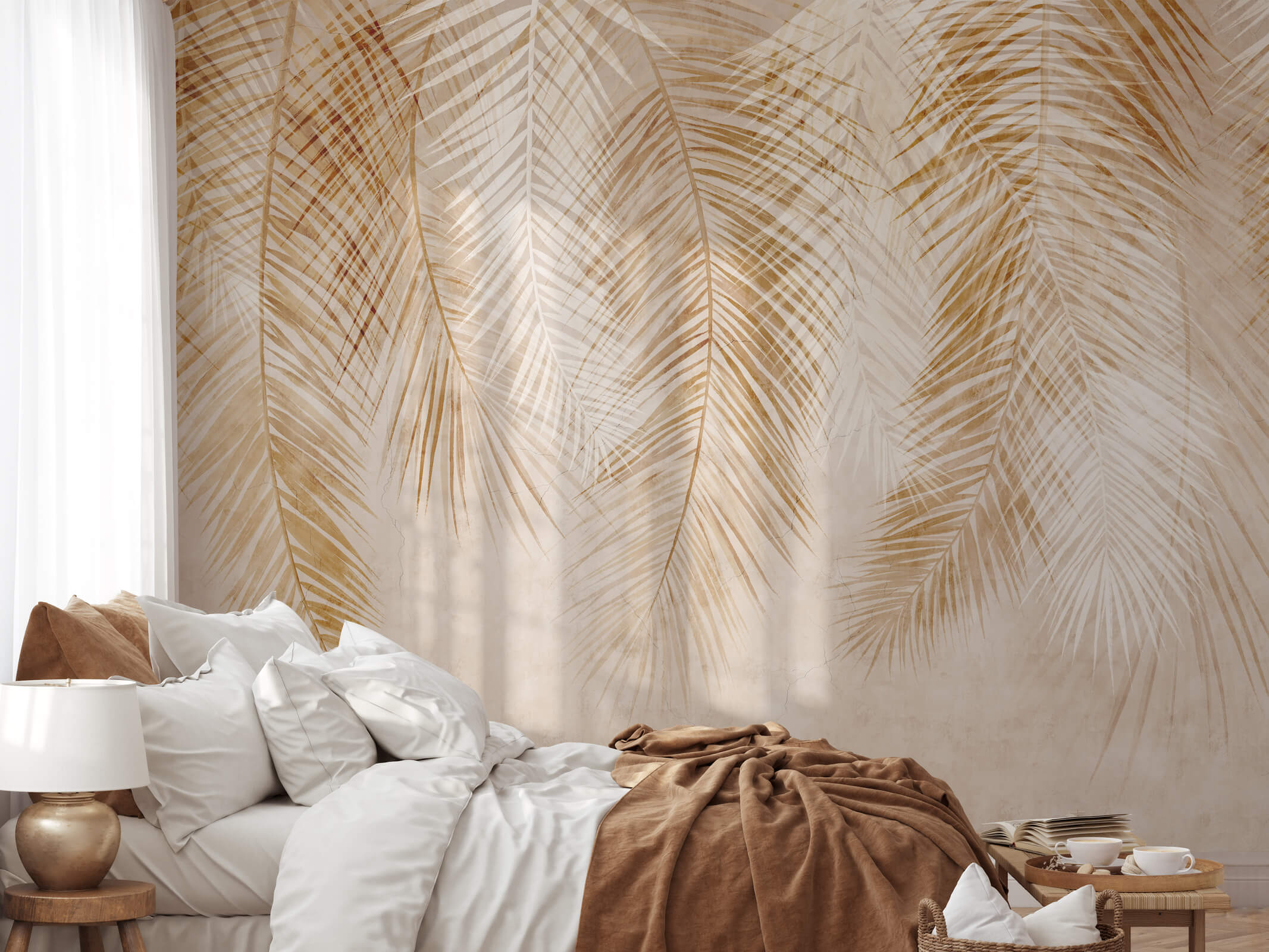 Leave Large Palm Retro Wallpaper