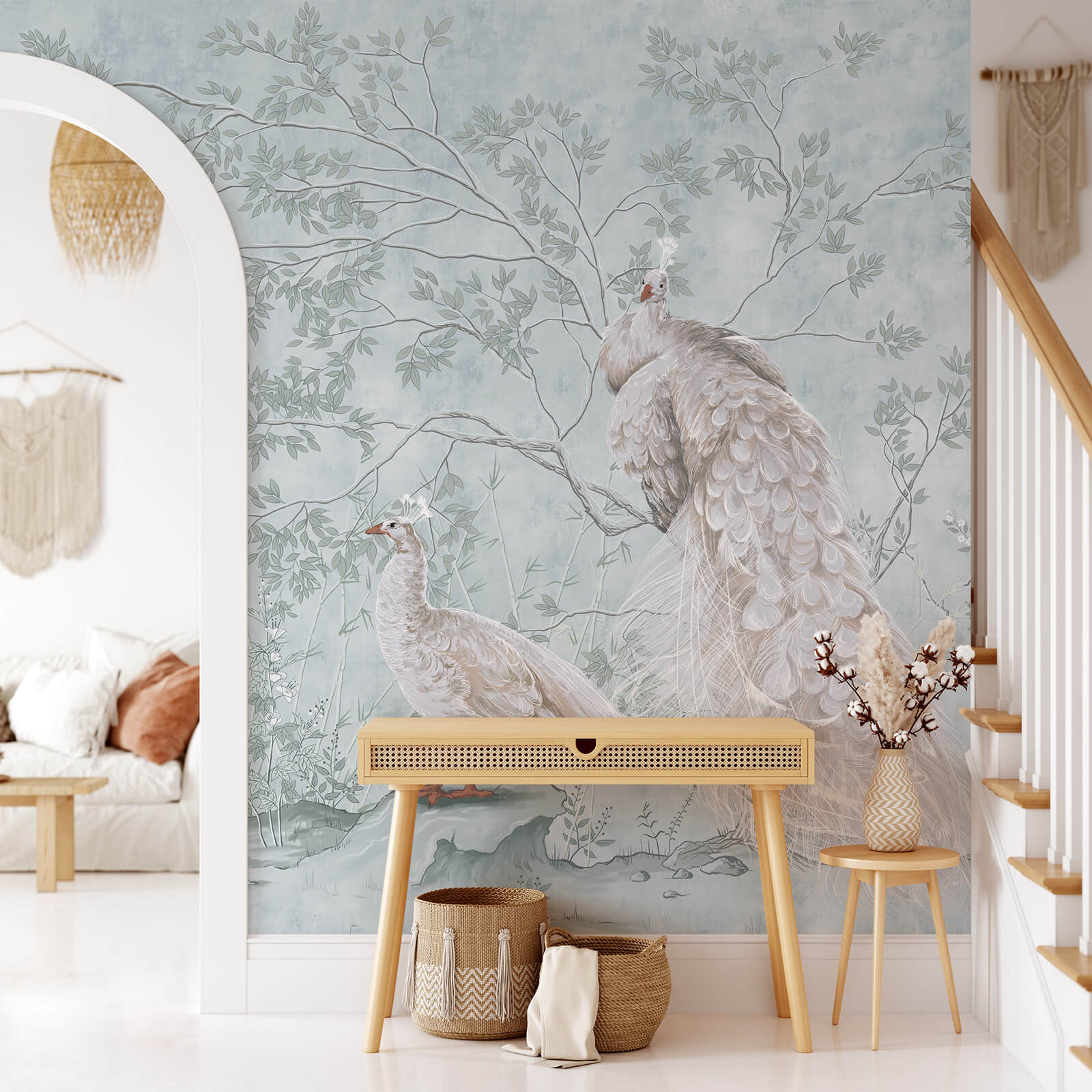 Peacock Chinoiserie Wall Mural Wallpaper