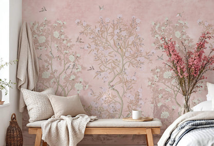 Chinoiserie Magnolia And Birds Wallpaper