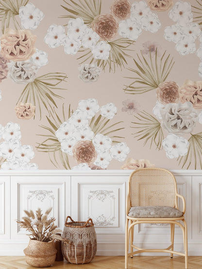 Modern Watercolor Floral Tropical Wallpaper