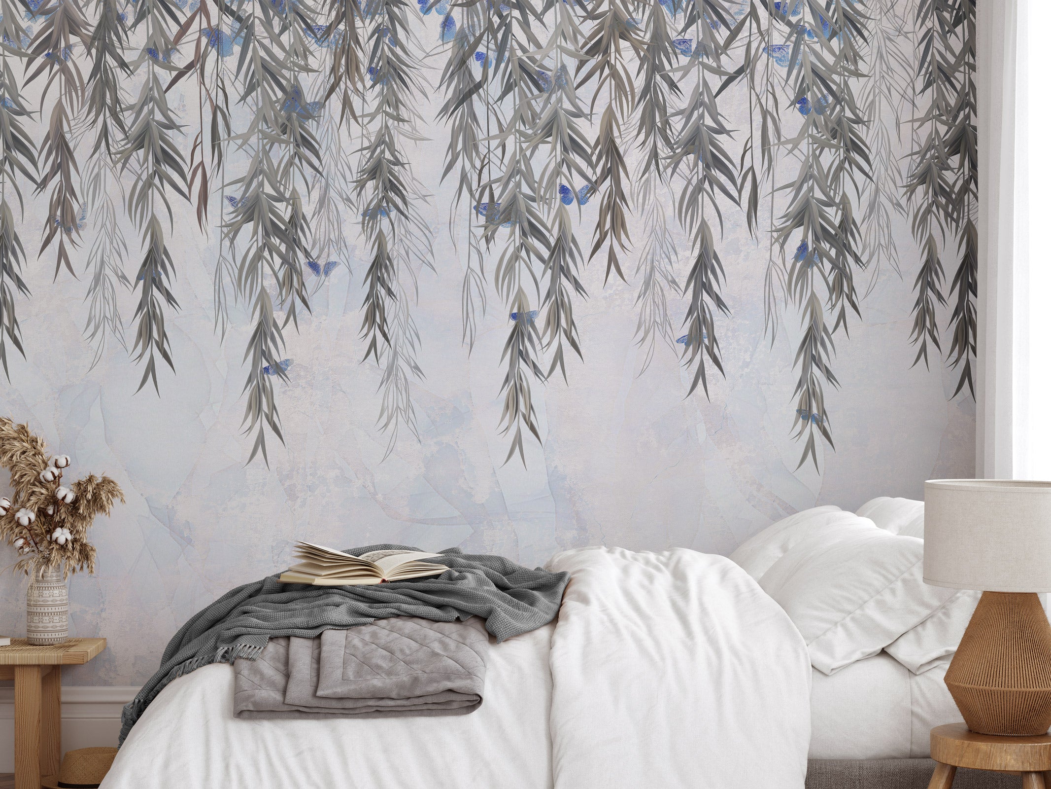 Willow Rain Hand Drawn Wallpaper