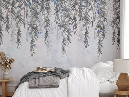 Willow Rain Hand Drawn Wallpaper