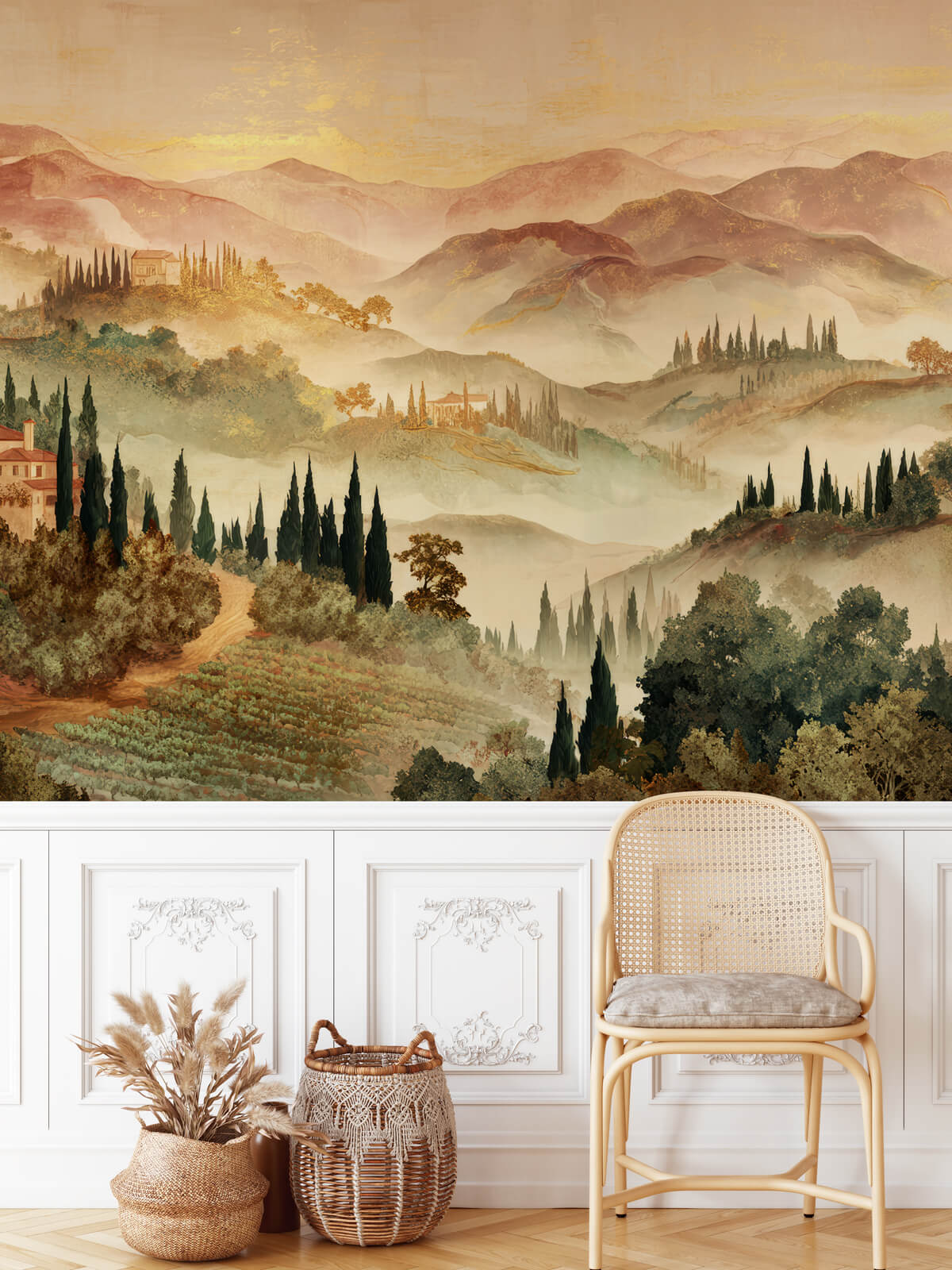 Hand Panted Italian Hills Mural Wallpaper