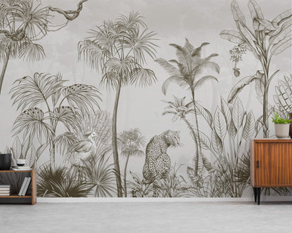 Tropical Etching  Mural Wallpaper