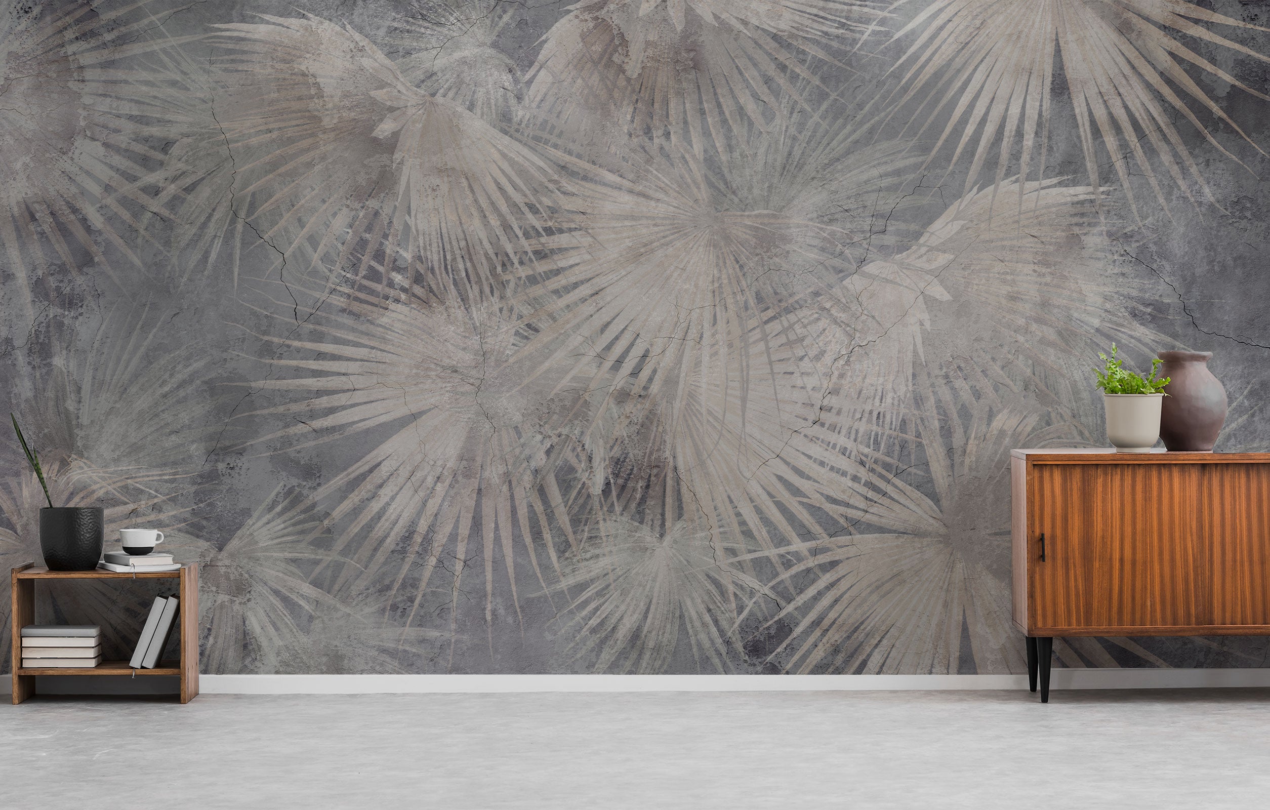 Dark Palm Leaves Mural Wallpaper