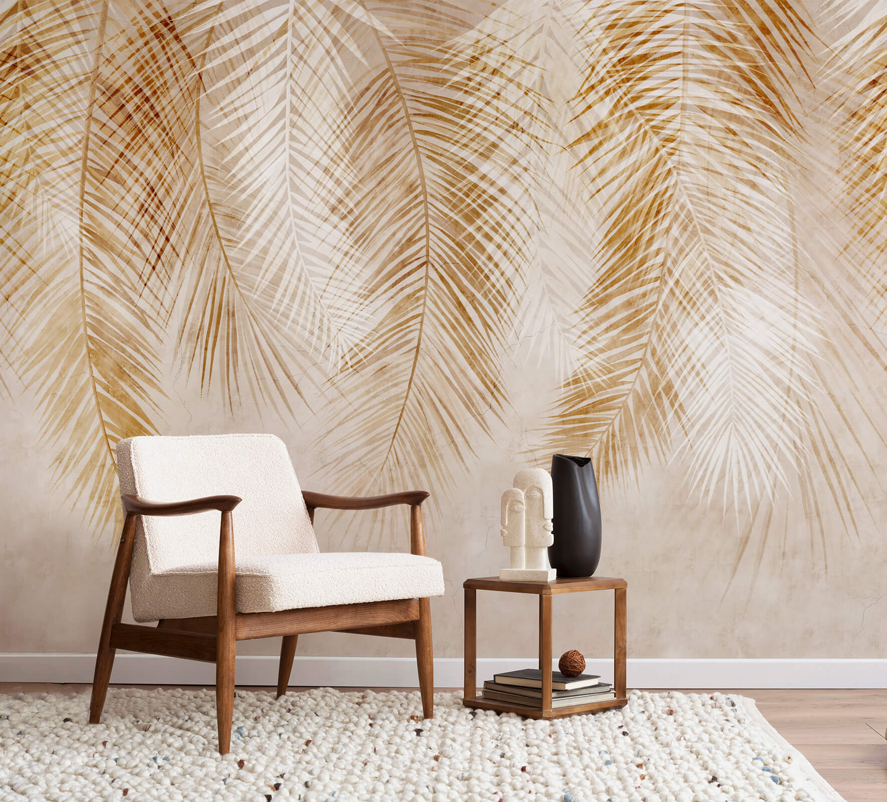 Leave Large Palm Retro Wallpaper