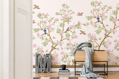 Cherry Blossom Branches Chinoiserie Wallpaper