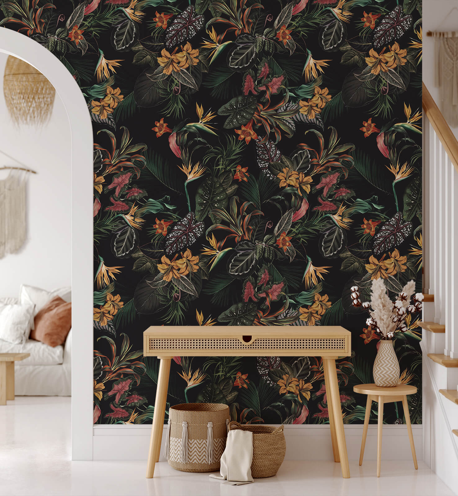 Tropical Midnight Jungle Wallpaper