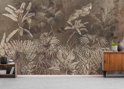 Tropical Mural Leave Vintage Wallpaper