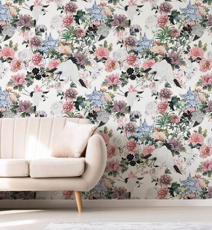 Chinoiseries Peonies Wallpaper