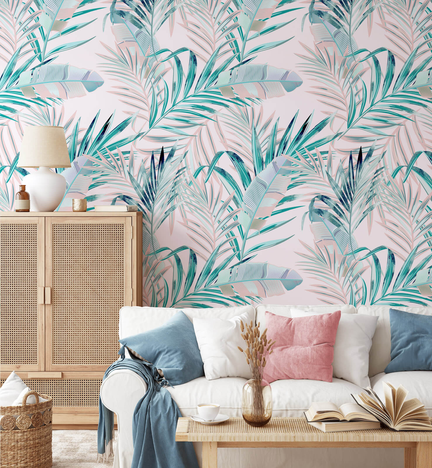 Modern Beautiful Palm Leaf Wallpaper