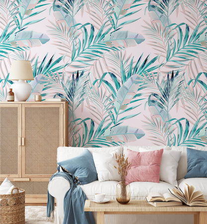 Modern Beautiful Palm Leaf Wallpaper