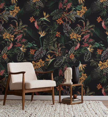 Tropical Midnight Jungle Wallpaper