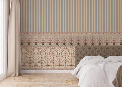Mughal Stripes Elegance Vintage Wallpaper