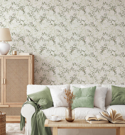 Elegant Chinoiserie Bird Wallpaper