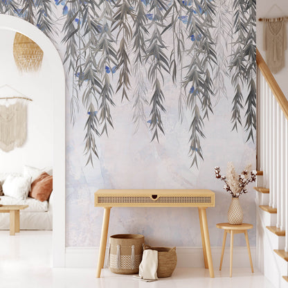 Willow Rain Hand Drawn Wallpaper