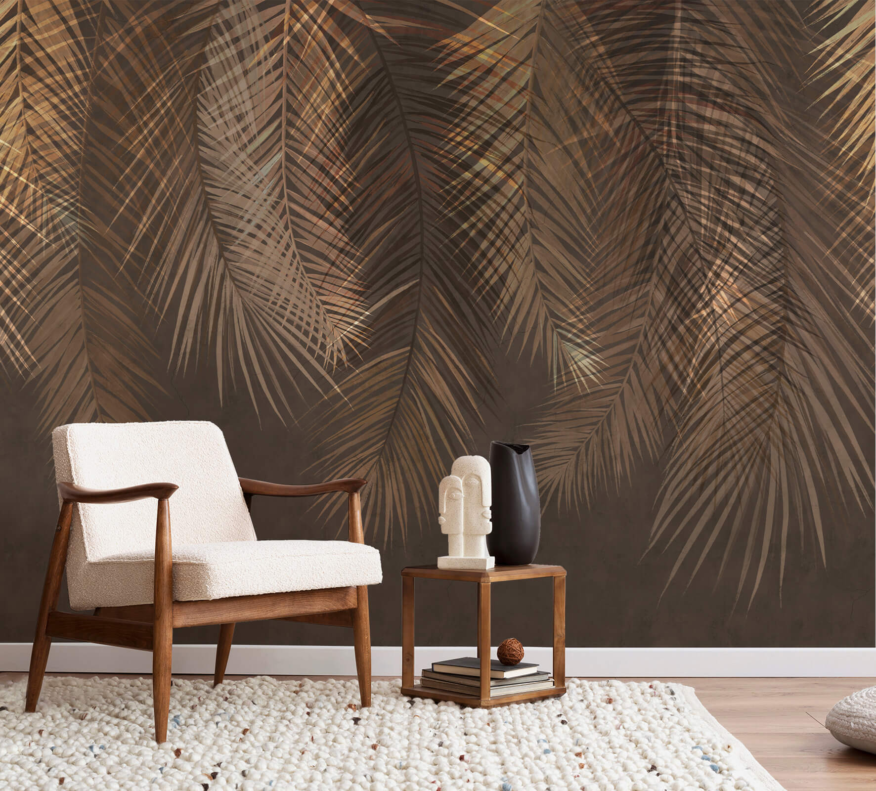 Hand Drawn Palm Leave Mural Wallpaper