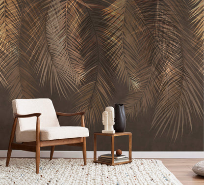 Hand Drawn Palm Leave Mural Wallpaper