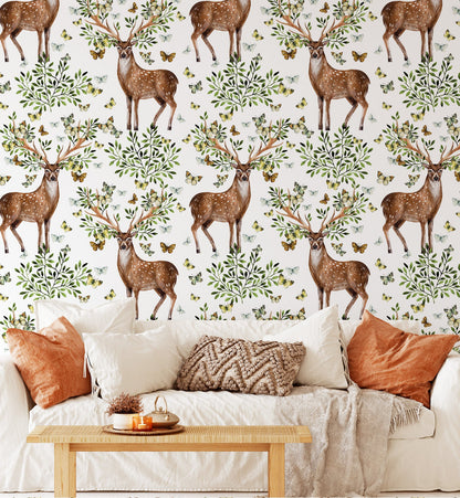 Hand Painted Watercolor Deer Wallpaper