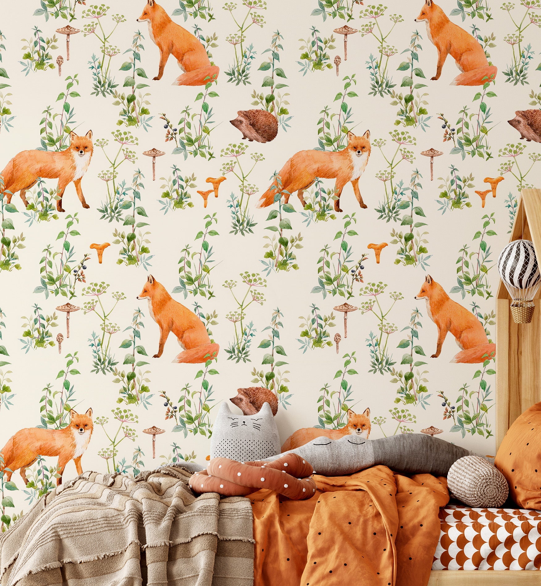 Fox and Hedgehog Watercolor Wallpaper