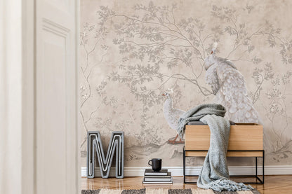 Vintage Chinoiserie Peacock Luxury Wallpaper