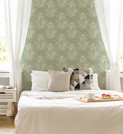 Scandinavian Tropical Leaf Soft  Minimal Pattern Wallpaper
