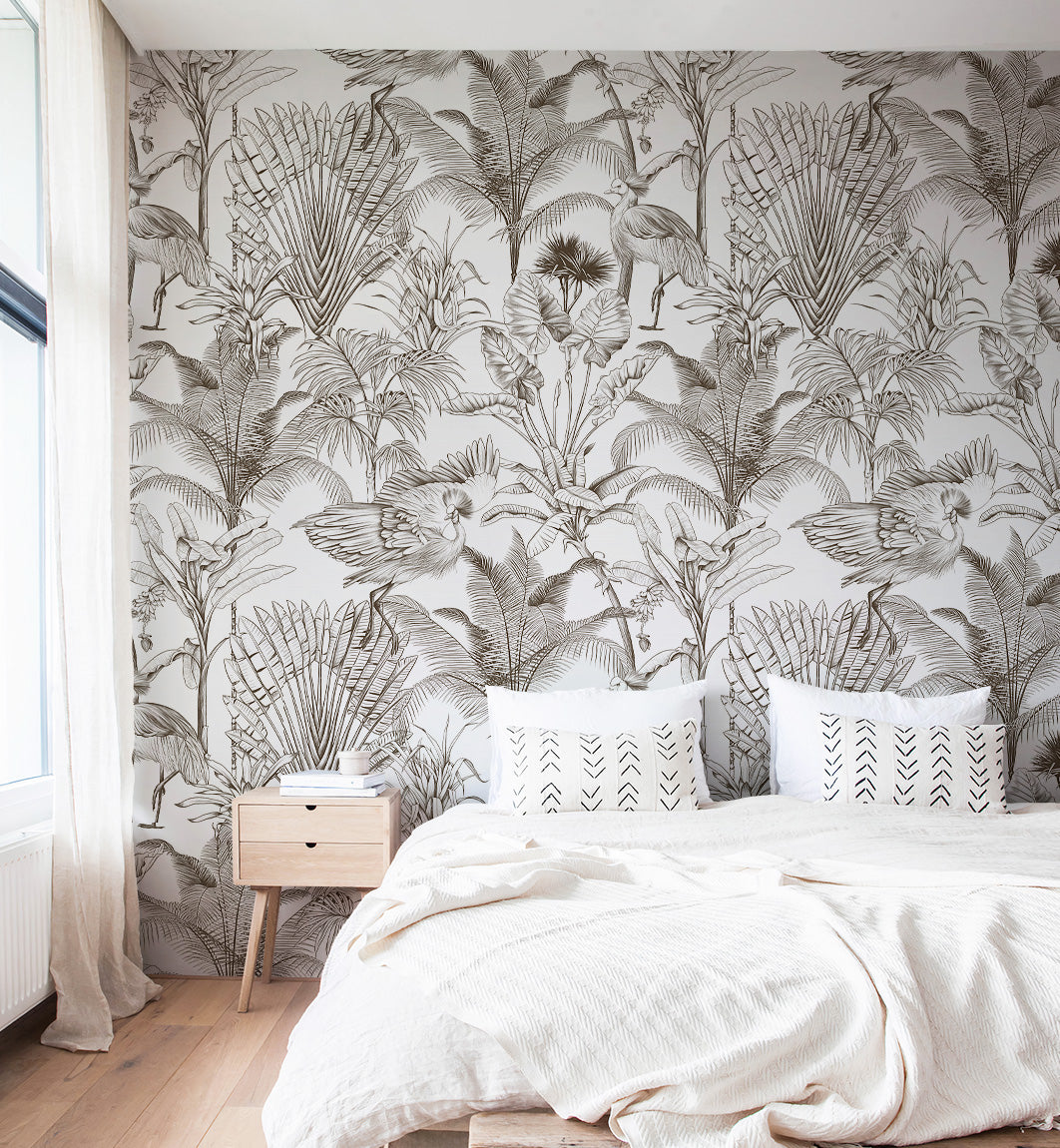 Tropical Crane Bird Forest Wallpaper