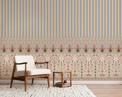 Mughal Stripes Elegance Vintage Wallpaper