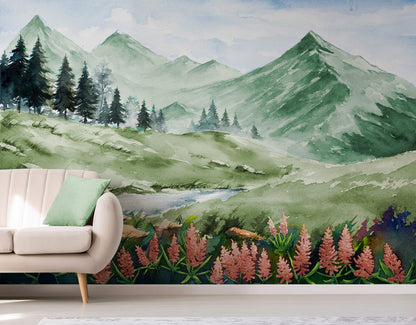 Beautiful Watercolour Nature Landscape Wallpaper