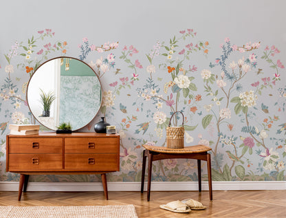 Vintage Chinoiserie Blooming trees Wallpaper