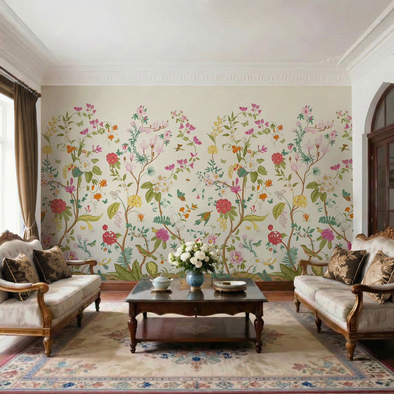 Vintage Chinoiseries Elegant Wall Wallpaper