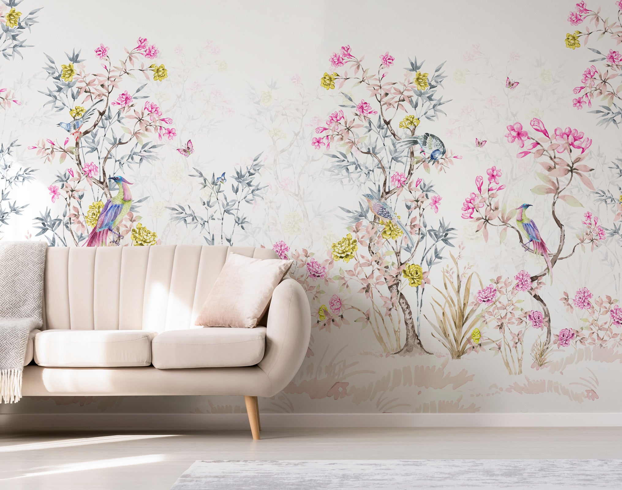 Colorful Chinoiserie Mural Wallpaper