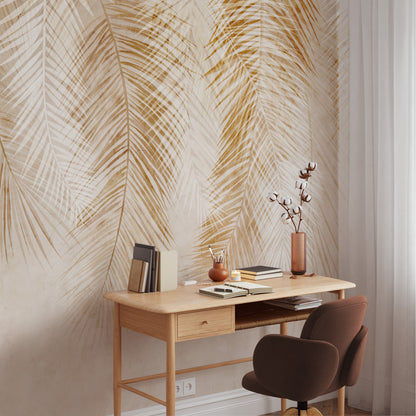 Leave Large Palm Retro Wallpaper