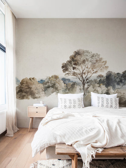 Antique Rustic Landscape Wallpaper