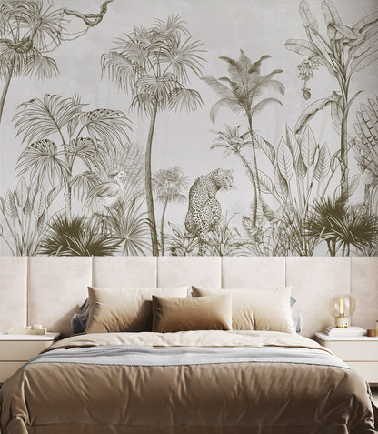 Tropical Etching  Mural Wallpaper
