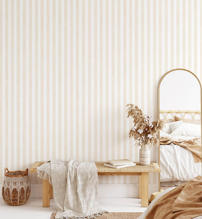 Tan Watercolor Stripe Wallpaper