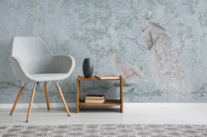 Peacock Chinoiserie Wall Mural Wallpaper