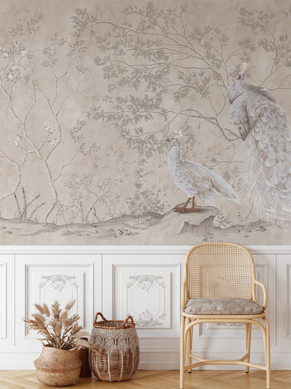 Vintage Chinoiserie Peacock Luxury Wallpaper