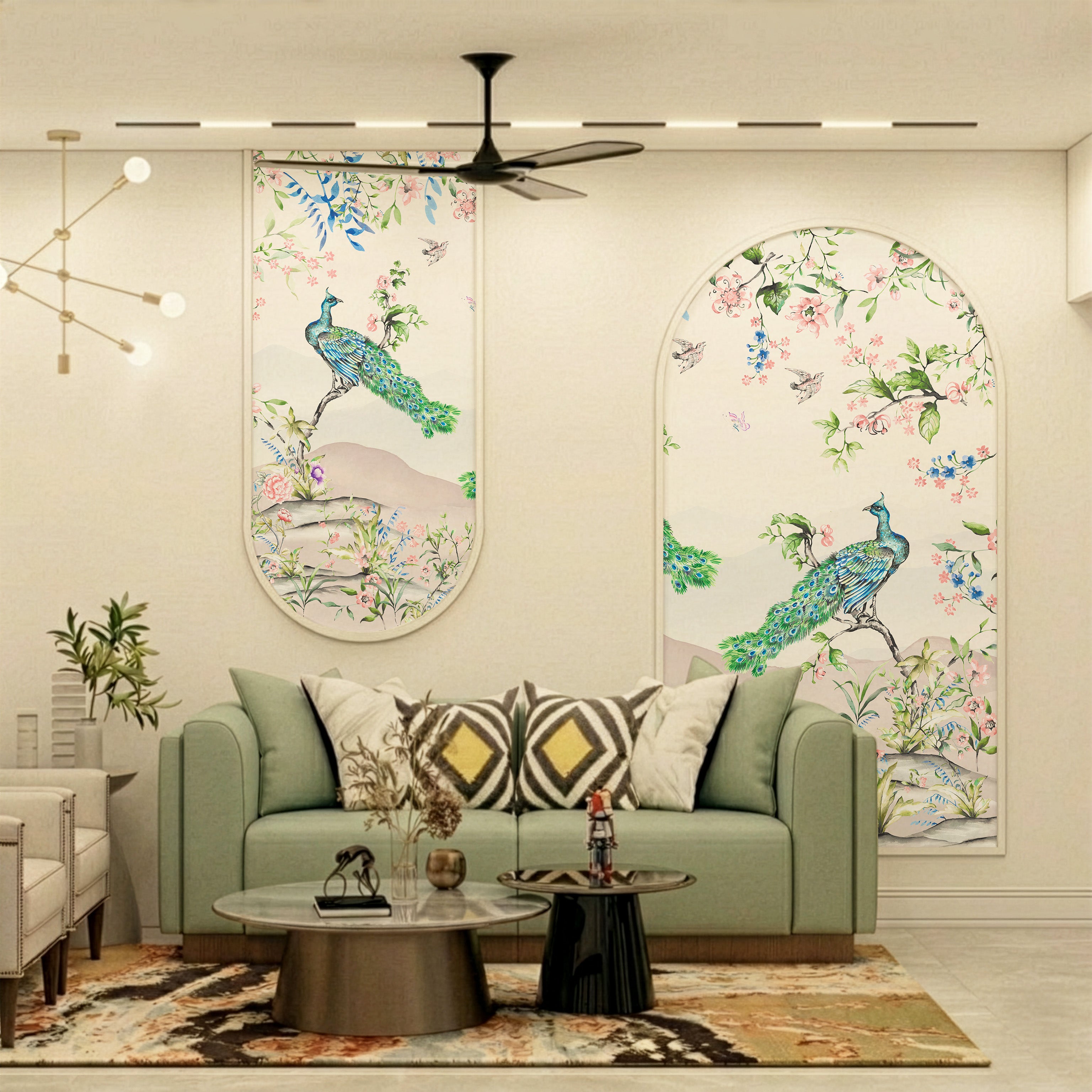 French Chinoiserie Watercolor Wallpaper