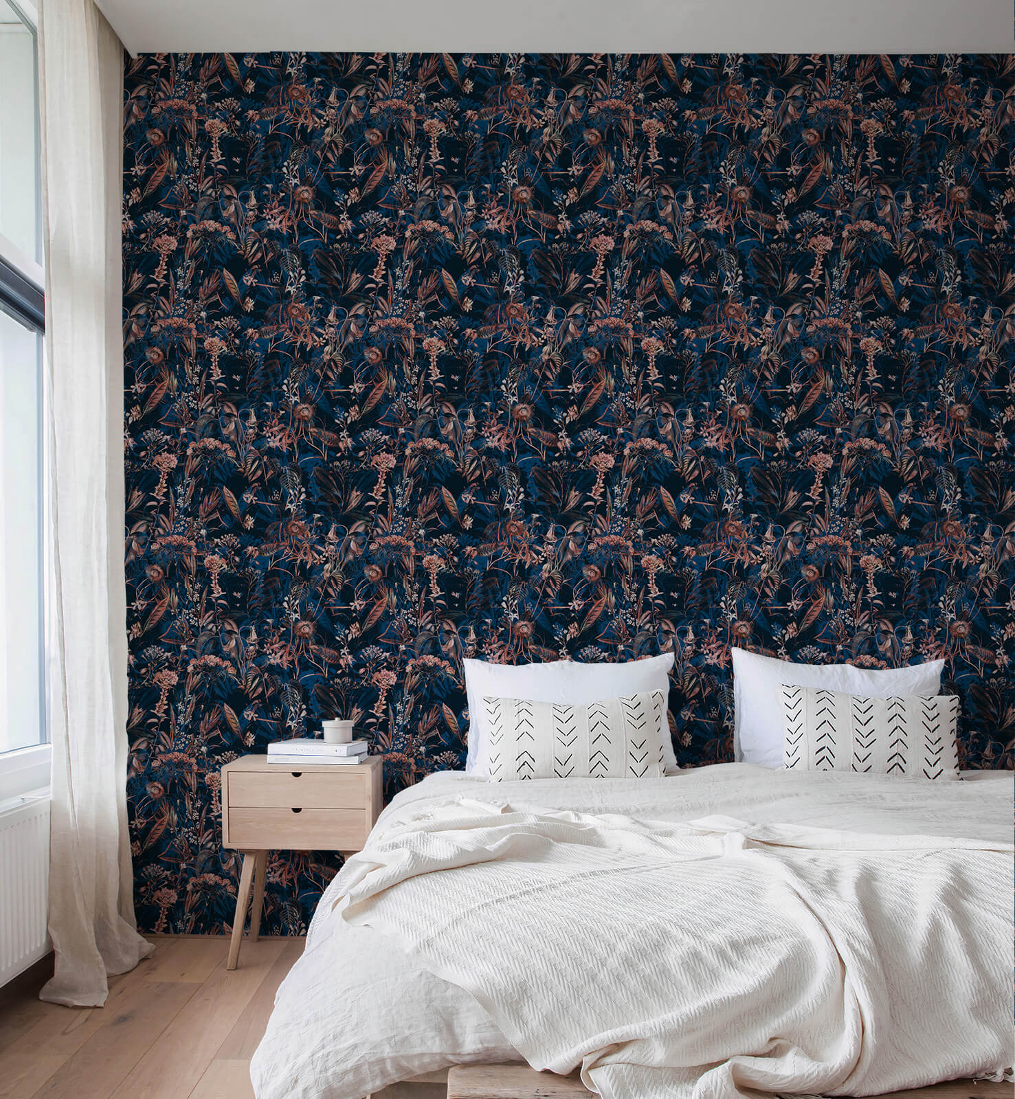 Dark Botanical Seamless Pattern Wallpaper