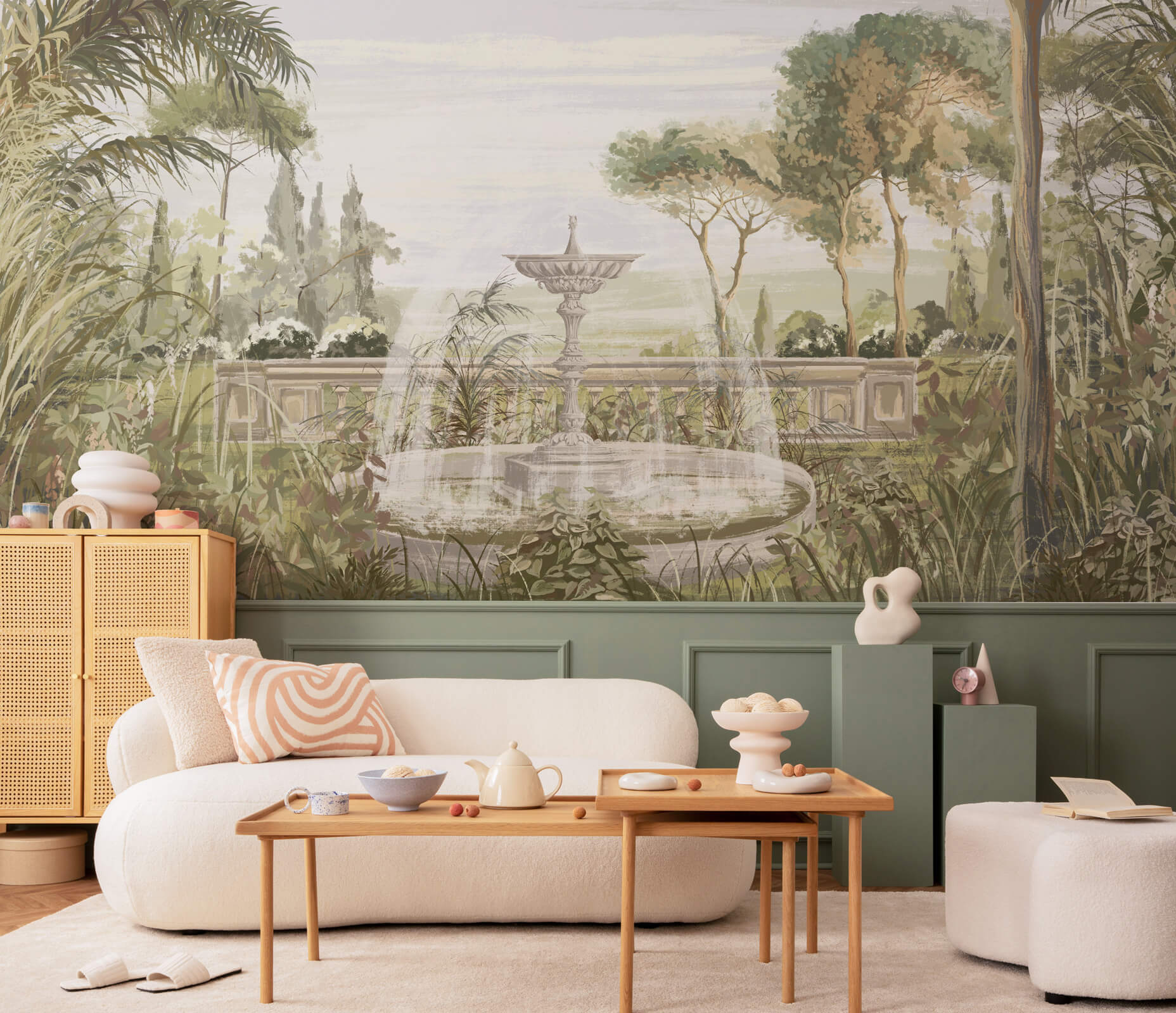 Watercolor Toscana garden Wallpaper