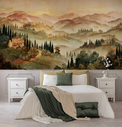Hand Panted Italian Hills Mural Wallpaper