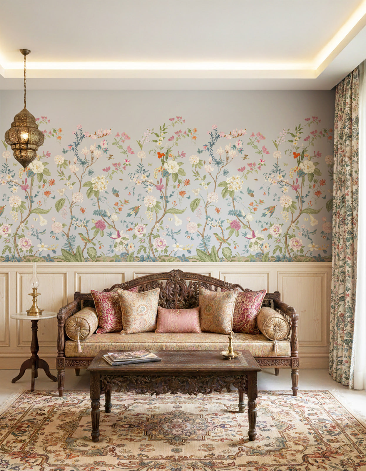 Vintage Chinoiserie Blooming trees Wallpaper